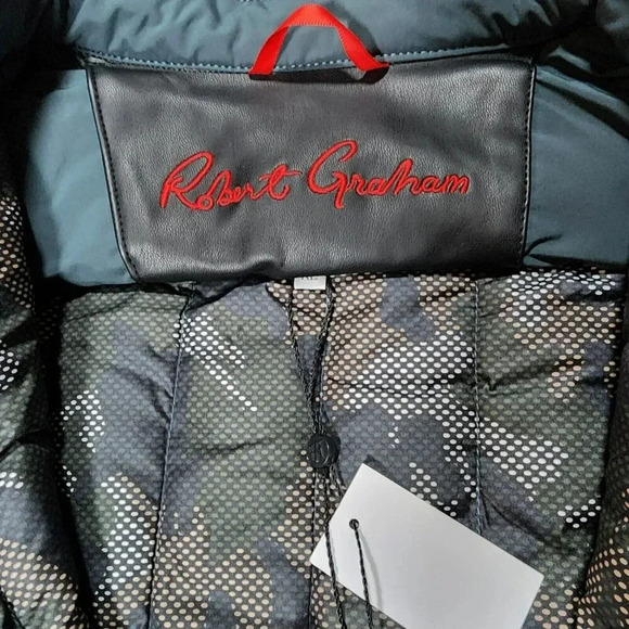 Robert Graham Jacket Men's XL Green Button Down Quilt Field  Logo Designer - Picture 16 of 16